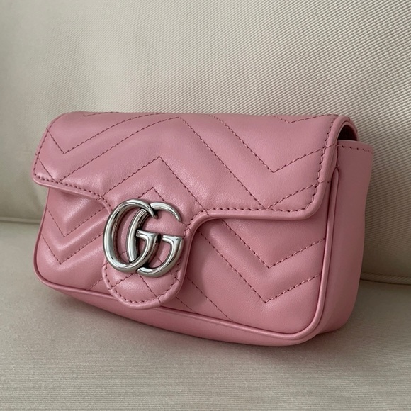 SOLD❗️GUCCI GG Marmont Matelassé Leather Super Mini Bag, Pink - Picture 6 of 16